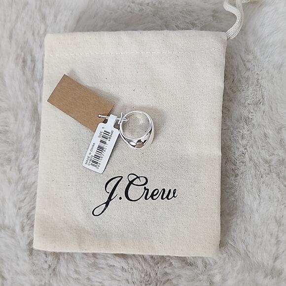 NEW J. Crew Chunky Sculptured Orb Dome Ring Silver Mirror Size 5 - Picture 7 of 8
